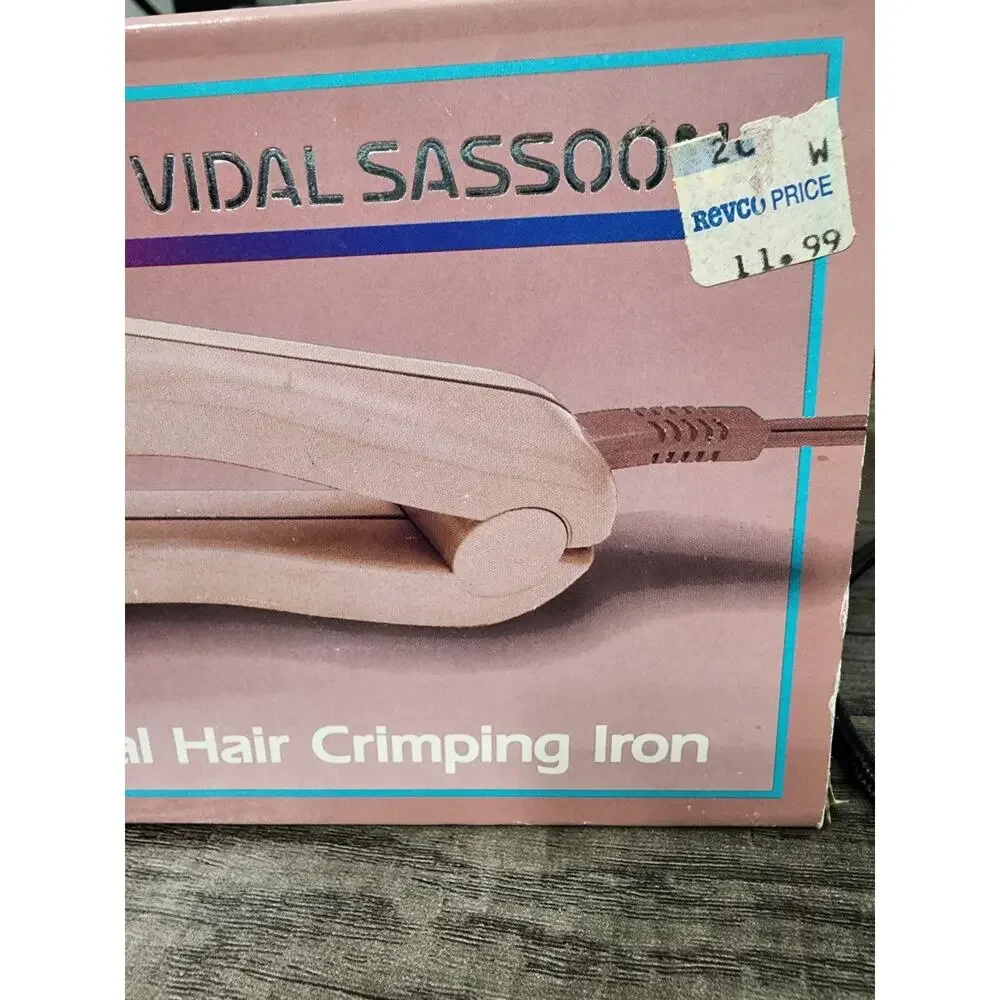 Vtg 1980s Vidal Sassoon Professional Hair Crimping Iron VS-142 NOS Mauve Pink